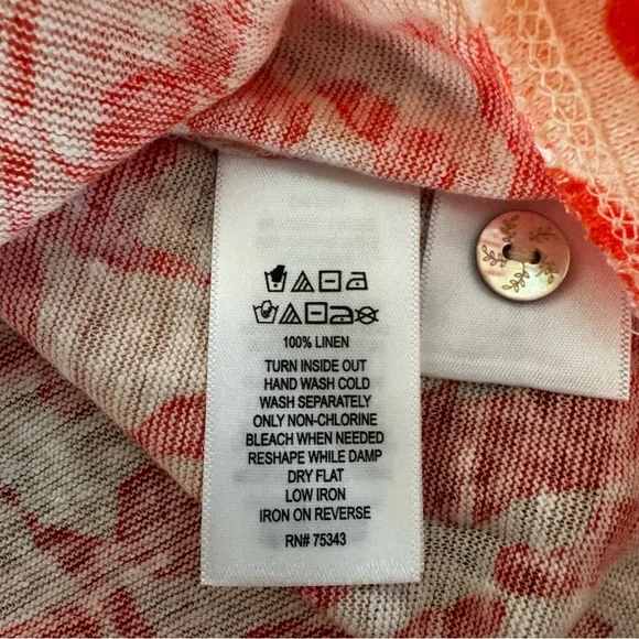 New Tropical Resort Wear Sleeveless Button Down Linen‎ V Neck Top Women's M - Picture 4 of 9